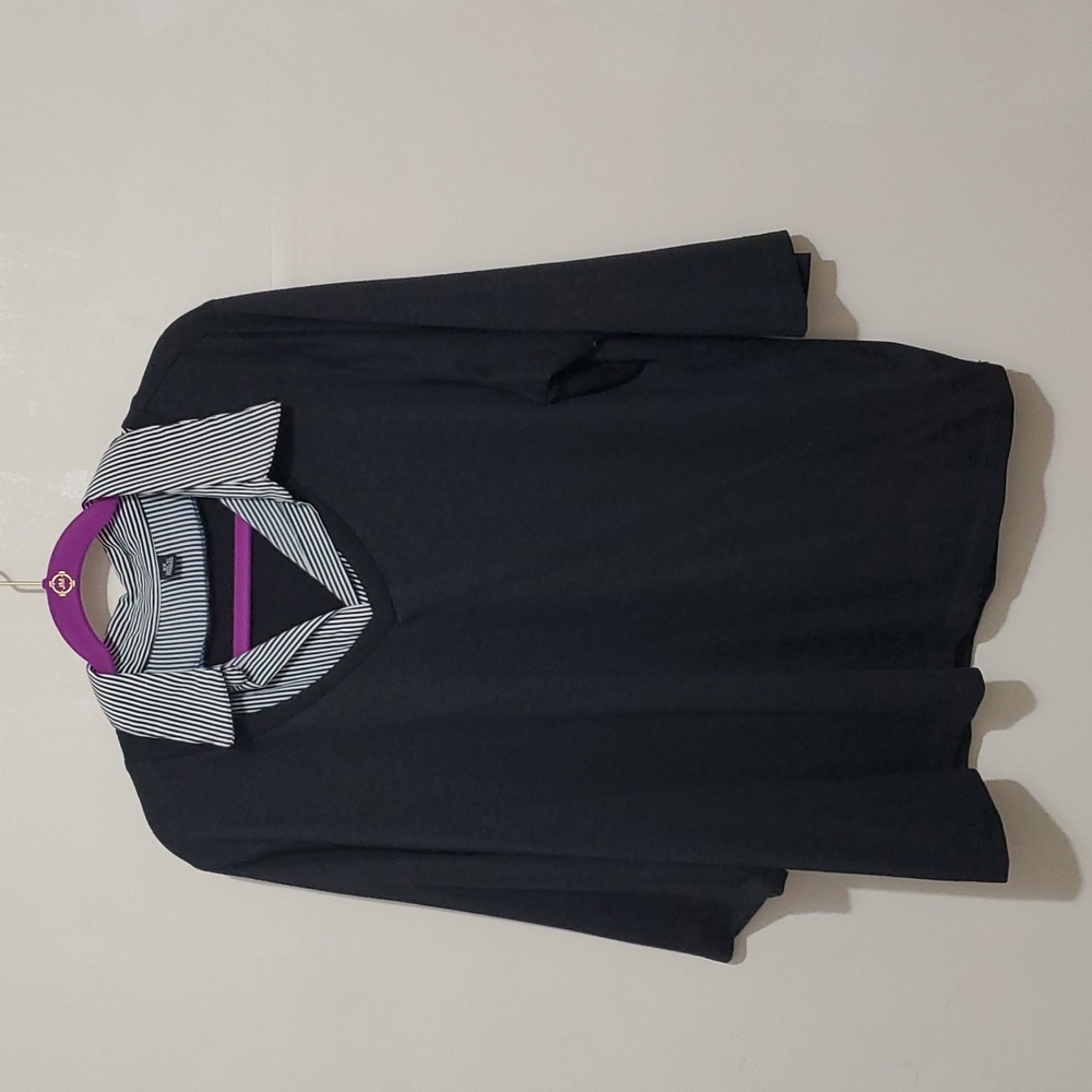 Fuax Collar Black Sweater